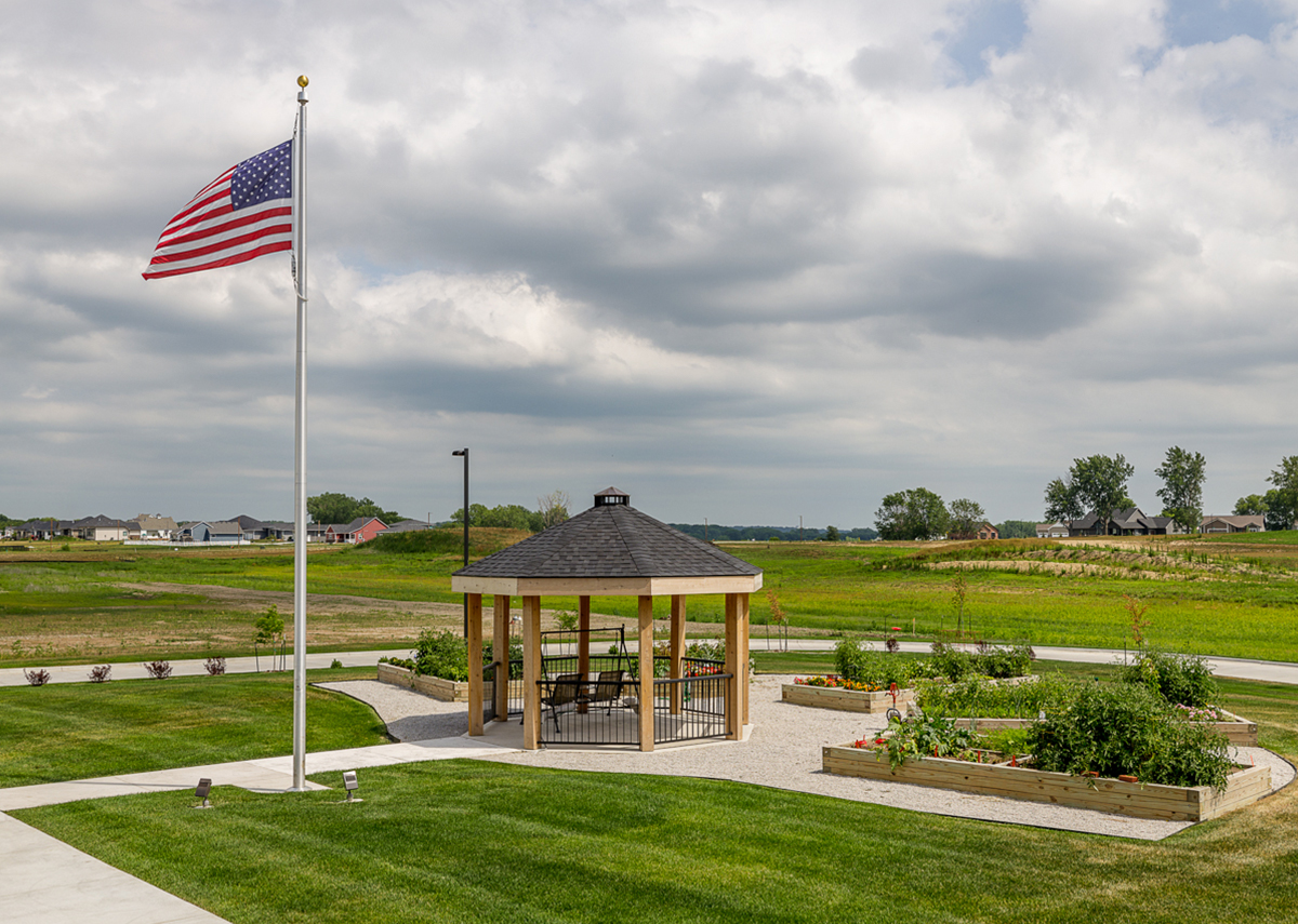 Vintage Cooperatives of Ames gazebo and garden
