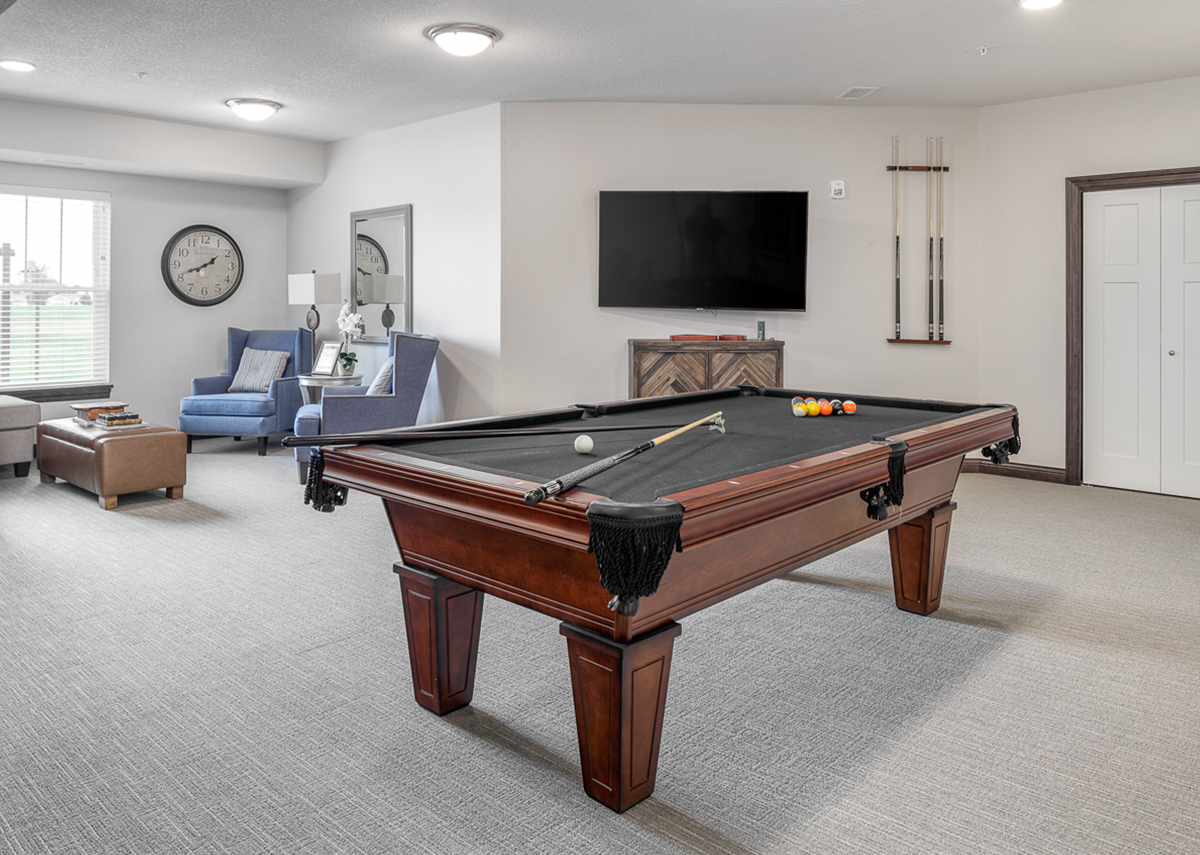 Vintage Cooperatives of Ames pool table recreation room