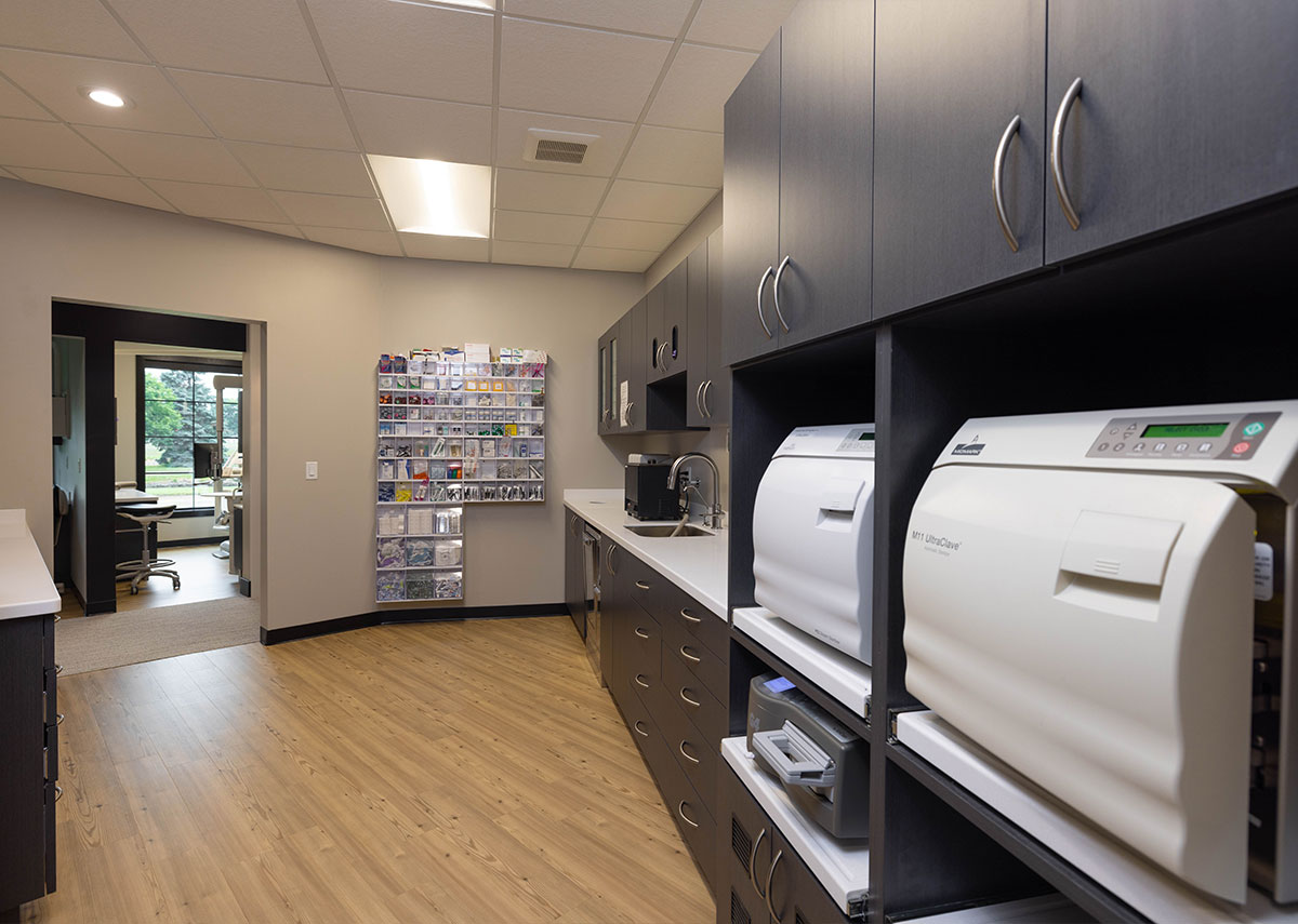 River Town Family Dentistry staff and supply area
