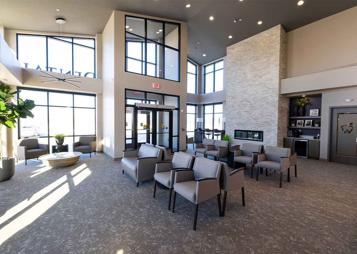 Waukee Dental lobby area with chairs and large window