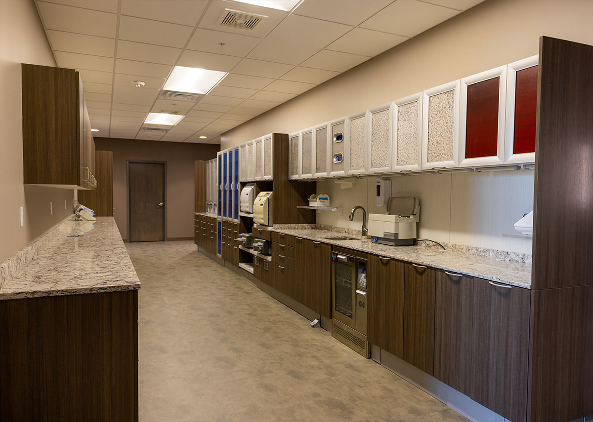 Waukee Dental staff area with cabinets
