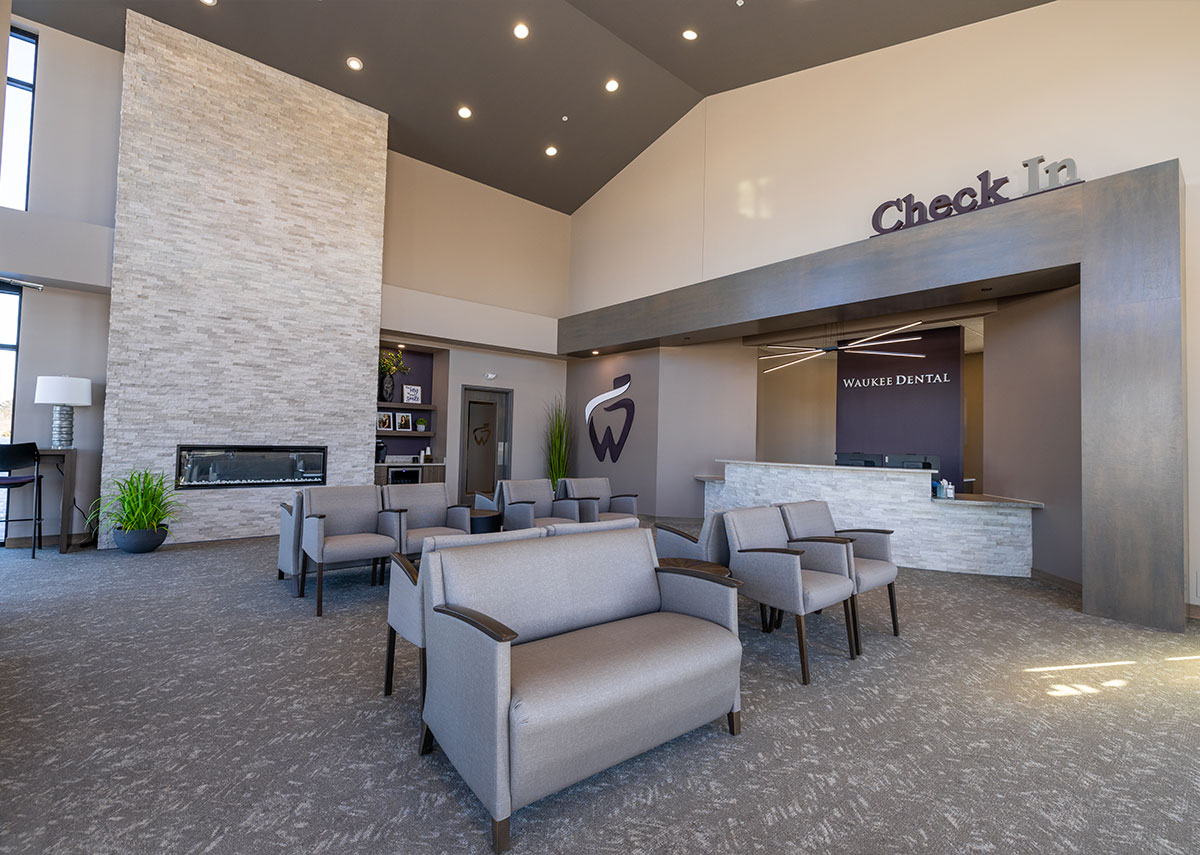Waukee Dental lobby area and reception desk